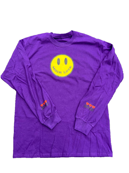 Purple ENONYMOUS? Much Love Smiley Face Long Sleeve Tee