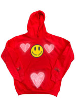 Red ENONYMOUS? Much Love Smiley Face Hoodie Airbrush Detail